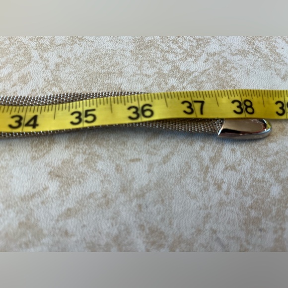 Vintage Heavy Silver Mesh Belt w Shiny Nickel Metal Sliders, High-end Fashion main image 5